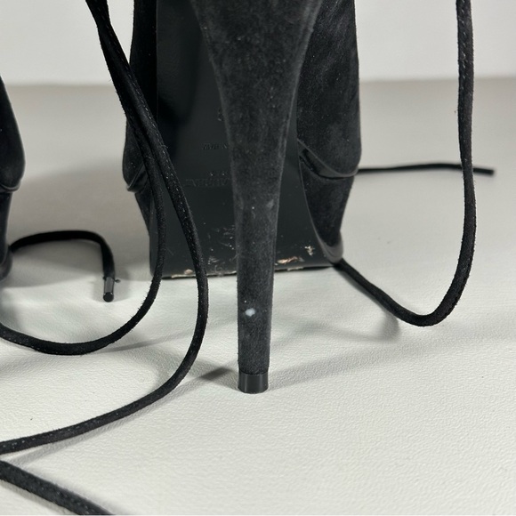 SAINT LAURENT PARIS Black Velvet Tribute 105 Platform Sandals - Picture 8 of 10